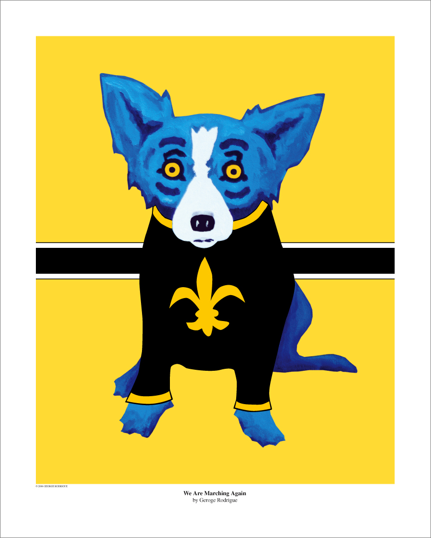 NEW GEORGE RODRIGUE BLUE DOG NEW ORLEANS SAINTS JERSEY LAPEL PIN 